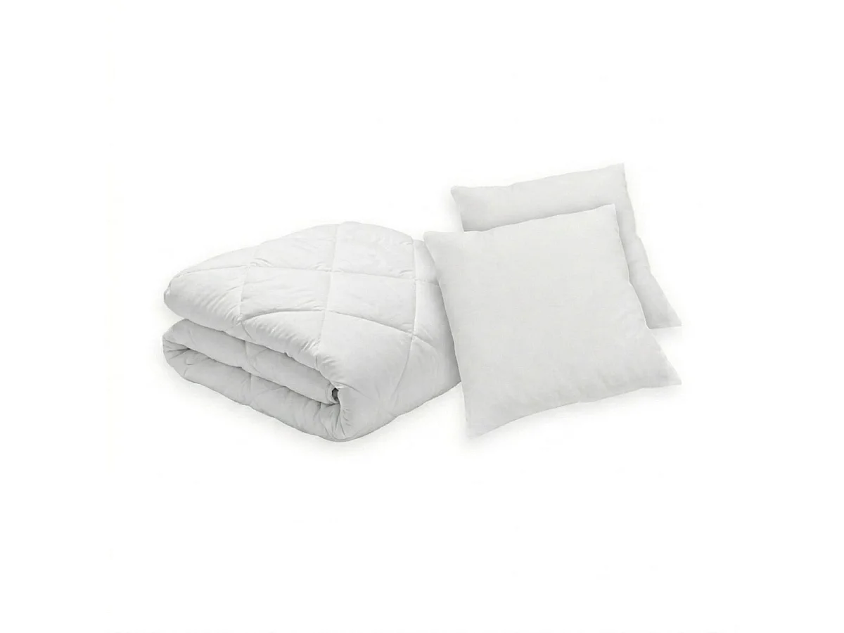 Pack Lavable à 95 Couette chaude 240x260cm + 2 Oreillers moelleux 60x60cm
