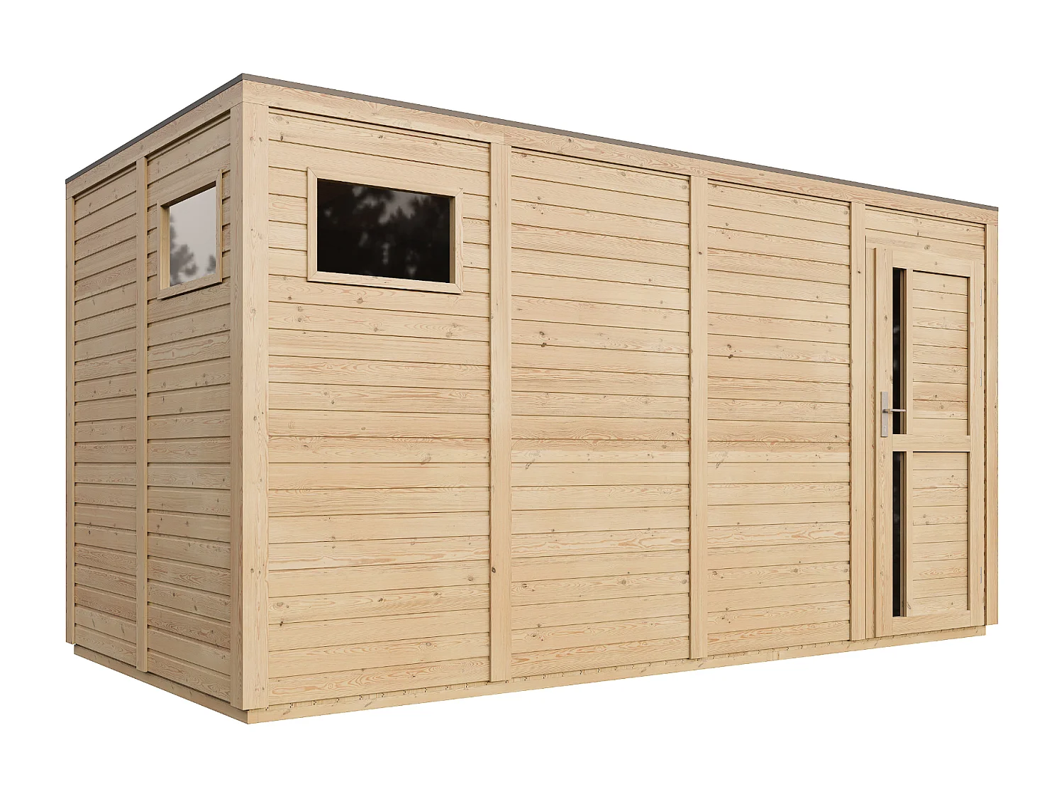 Abri de jardin en bois avec sol traité - 8.16 m² / 206x404xh216 cm - M327F1+M327G