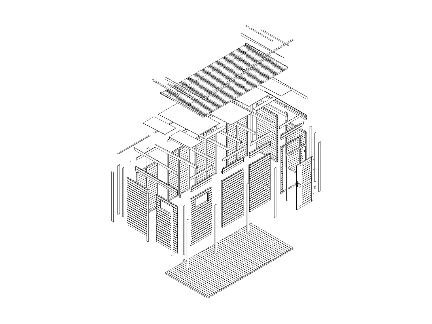 Abri de jardin en bois avec sol traité - 8.16 m² / 206x404xh216 cm - M327F1+M327G
