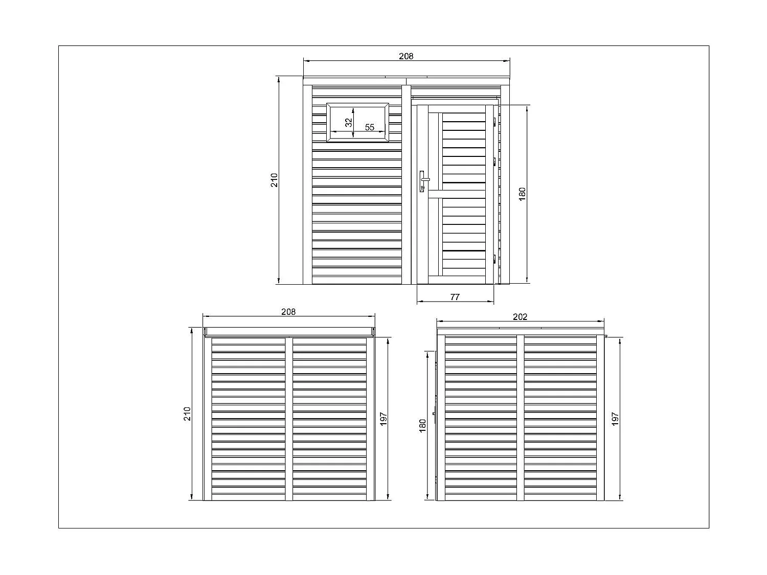 Drewniany domek narzedziowy - 4,20 m² / 202x208xH210 cm - M325F1