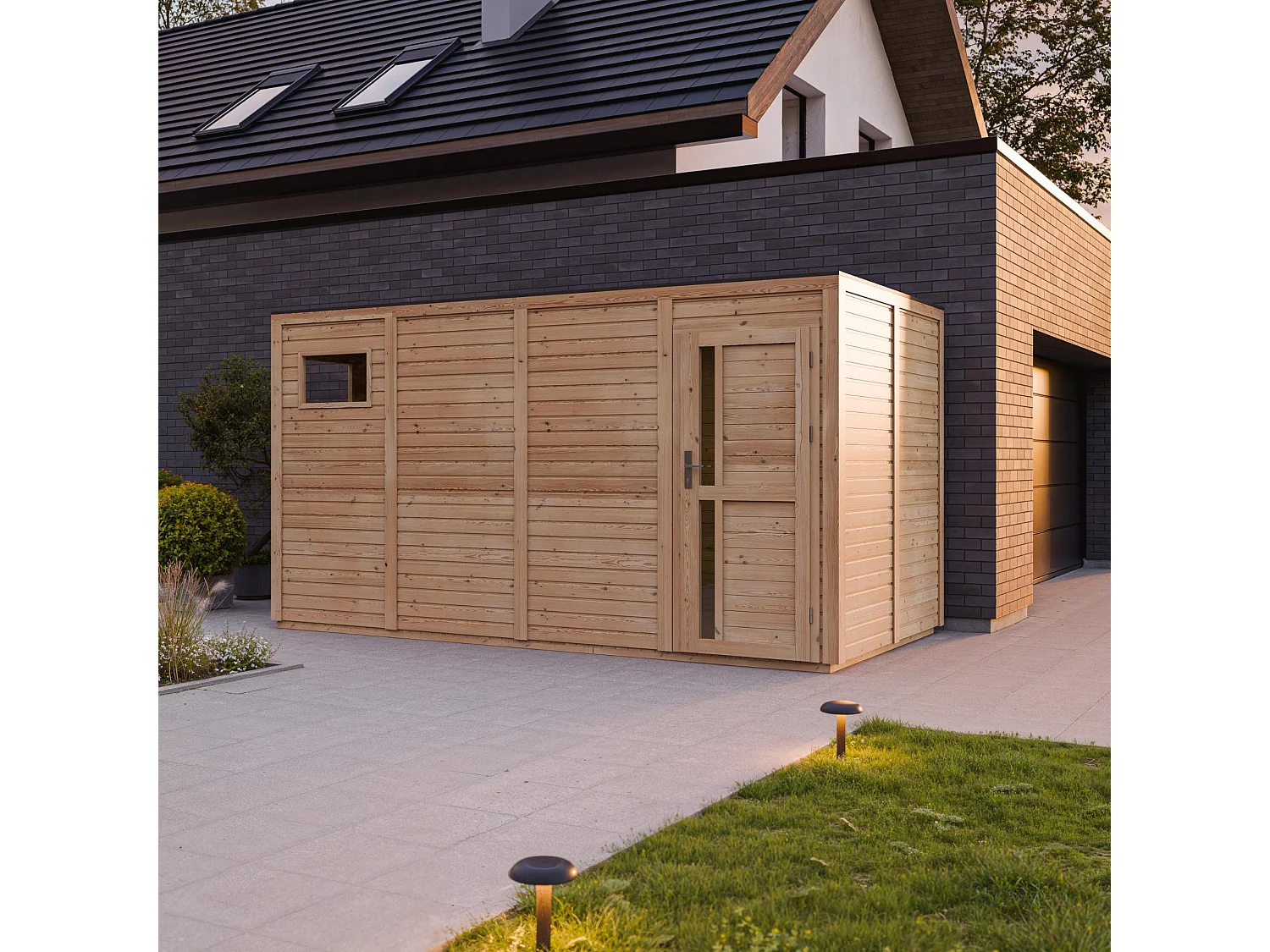 Abri de jardin en bois 8.16 m² / 206x404xH210 cm - M327F1