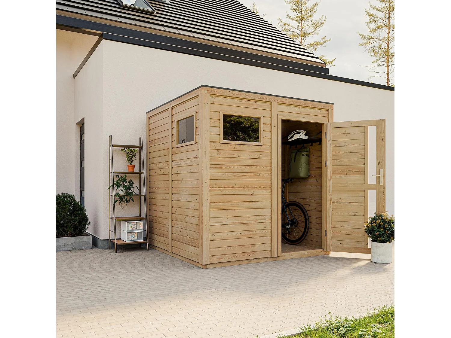 Drewniany domek narzedziowy z podłogą - 4,20 m² / 202x208xH216 cm - M325F1+M325G