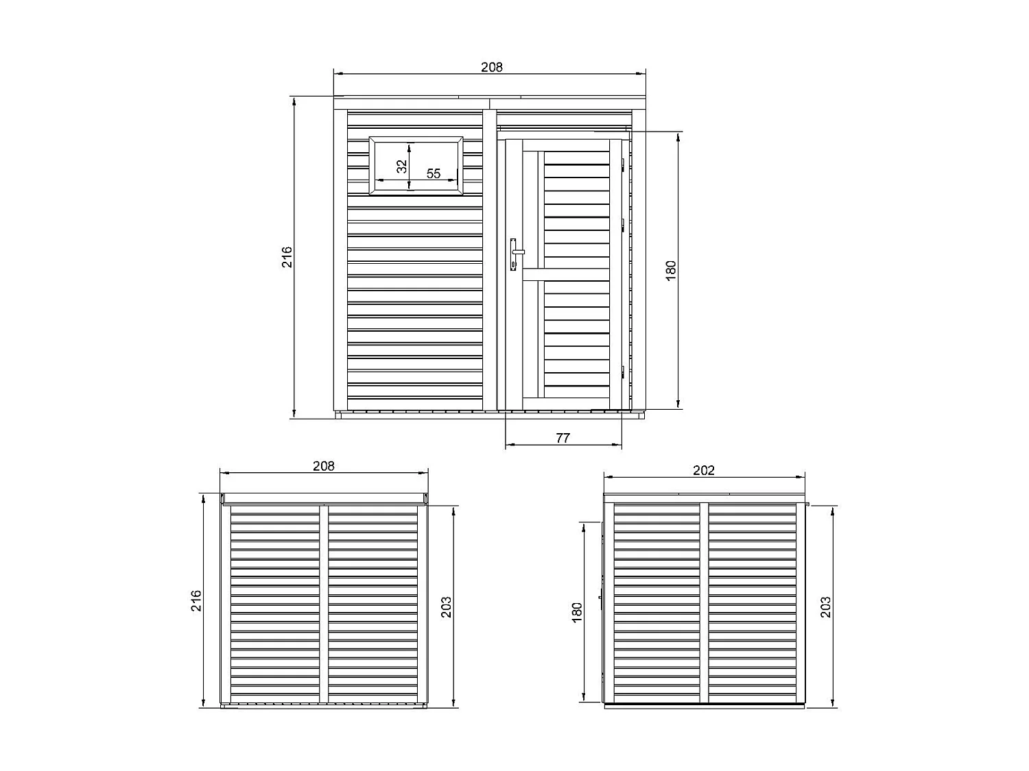 Drewniany domek narzedziowy z podłogą - 4,20 m² / 202x208xH216 cm - M325F1+M325G