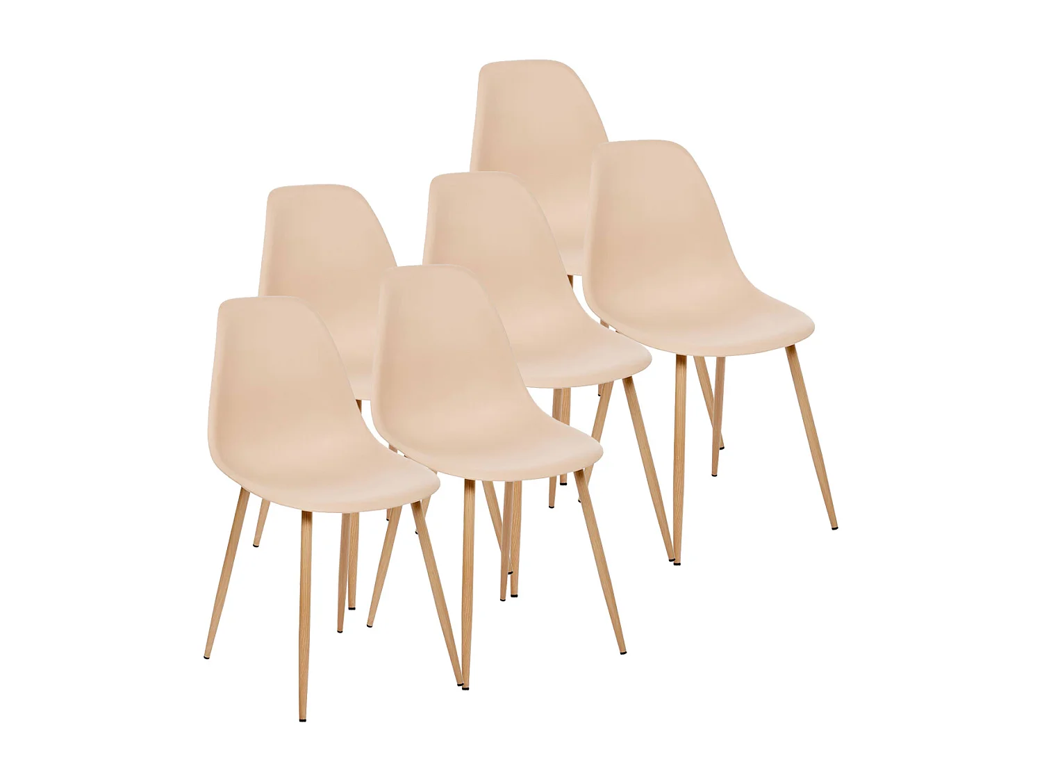 Lot de 6 chaises de salle à manger coloris beige - Longueur 46 x Profondeur 55 x Hauteur 86 cm
