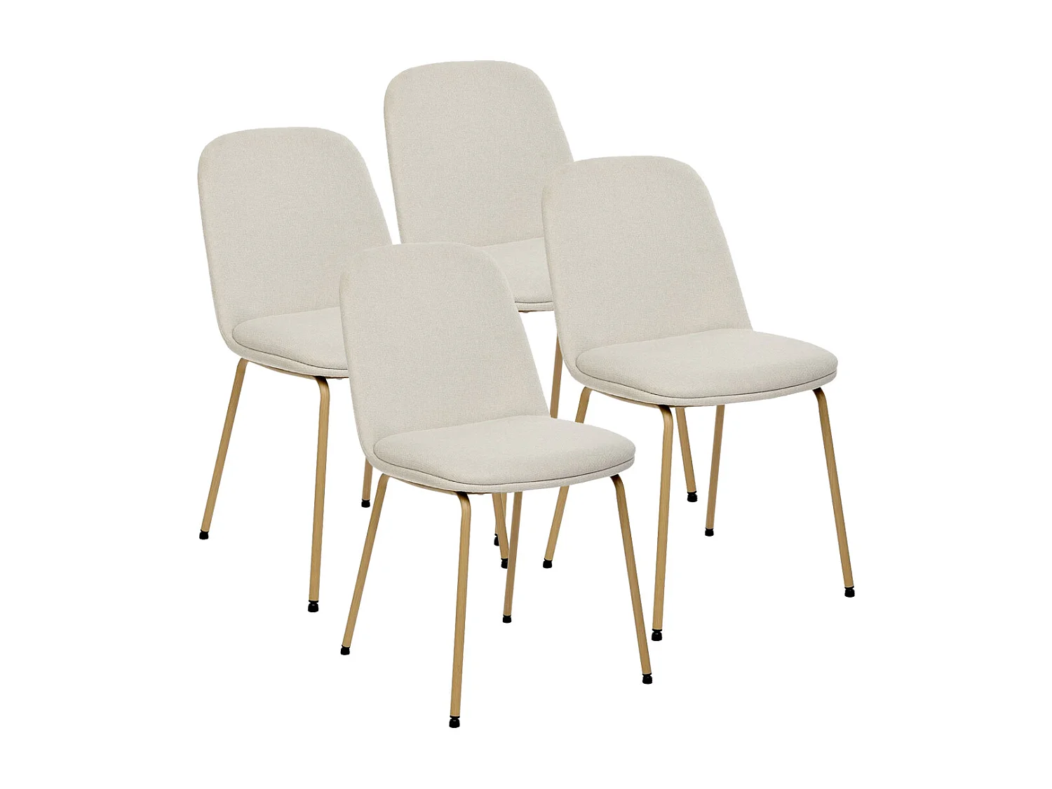 Lot de 4 chaises de salle à manger coloris ivoire - Longueur 46 x Profondeur 58 x Hauteur 82 cm