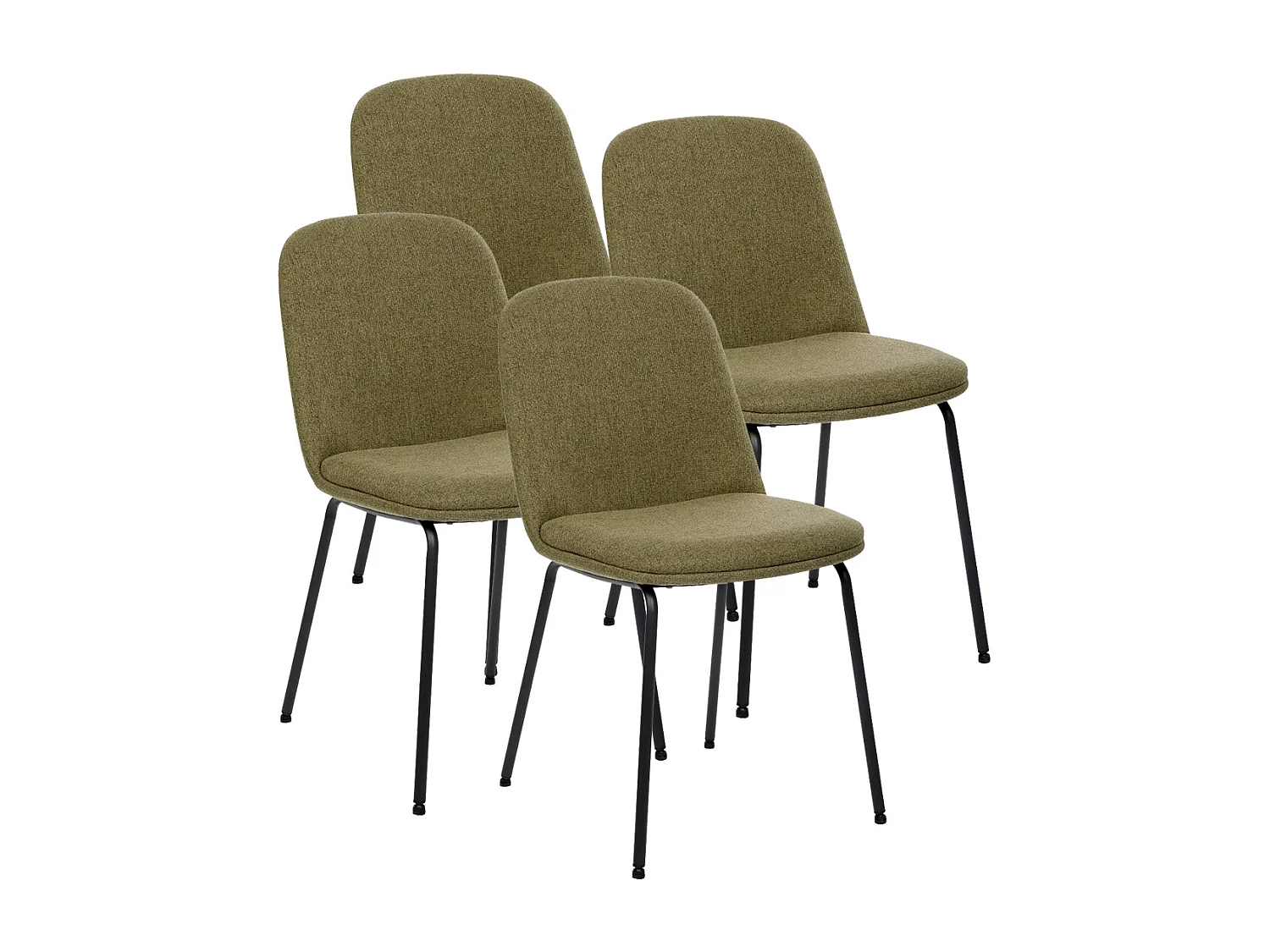 Lot de 4 chaises de salle à manger coloris Vert cèdre - Longueur 46 x Profondeur 58 x Hauteur 82 cm