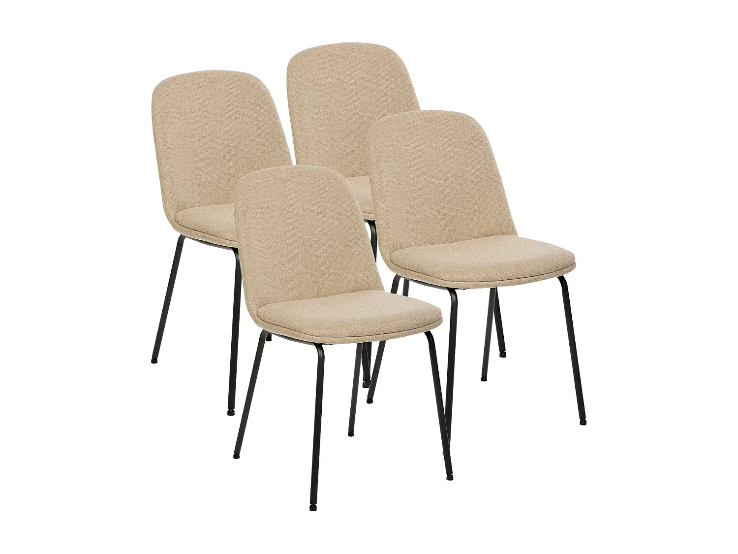 Lot de 4 chaises de salle à manger coloris beige - Longueur 46 x Profondeur 58 x Hauteur 82 cm