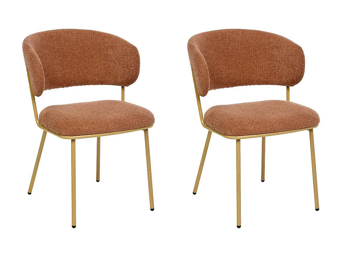 Lot de 2 chaises de salle à manger coloris terracotta avec structure en acier - Longueur 54 x Profondeur 58 x Hauteur 79 cm