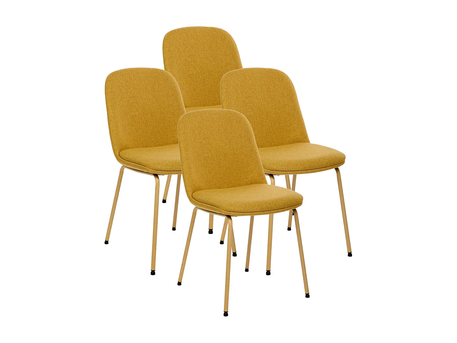 Lot de 4 chaises de salle à manger coloris ocre - Longueur 46 x Profondeur 58 x Hauteur 82 cm