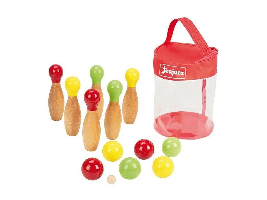 Juego de bolos de madera francés y petanca con bolsa de almacenamiento - Hecho en Francia