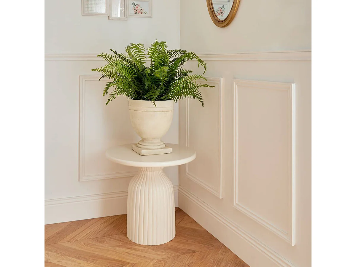 Table d'appoint basse et ronde coloris ivoire - Diamètre 55 x Hauteur 50 cm