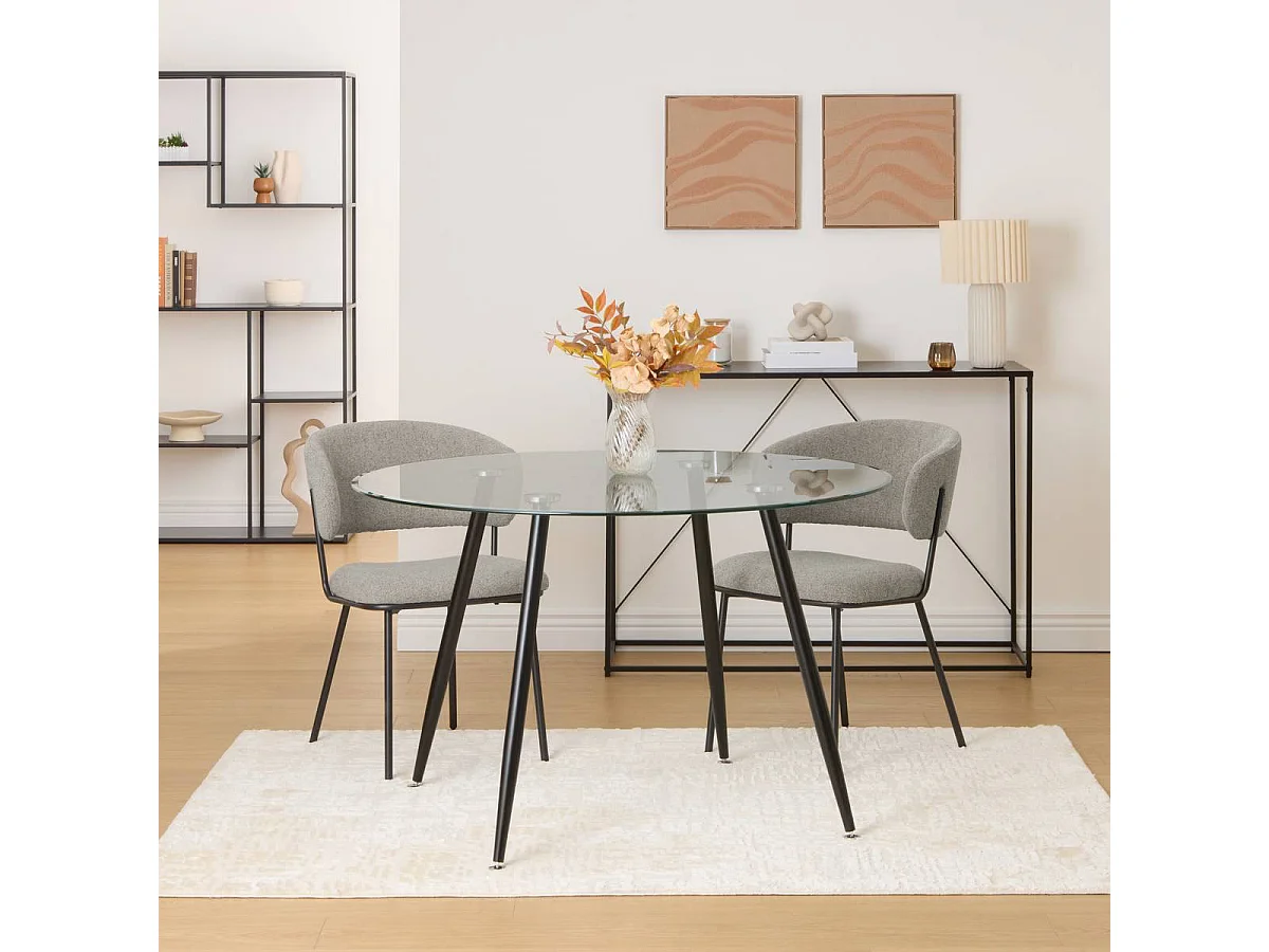 Table à diner table à manger ronde  4 places en verre trempé - Diamètre 120 x Hauteur 74,4 cm