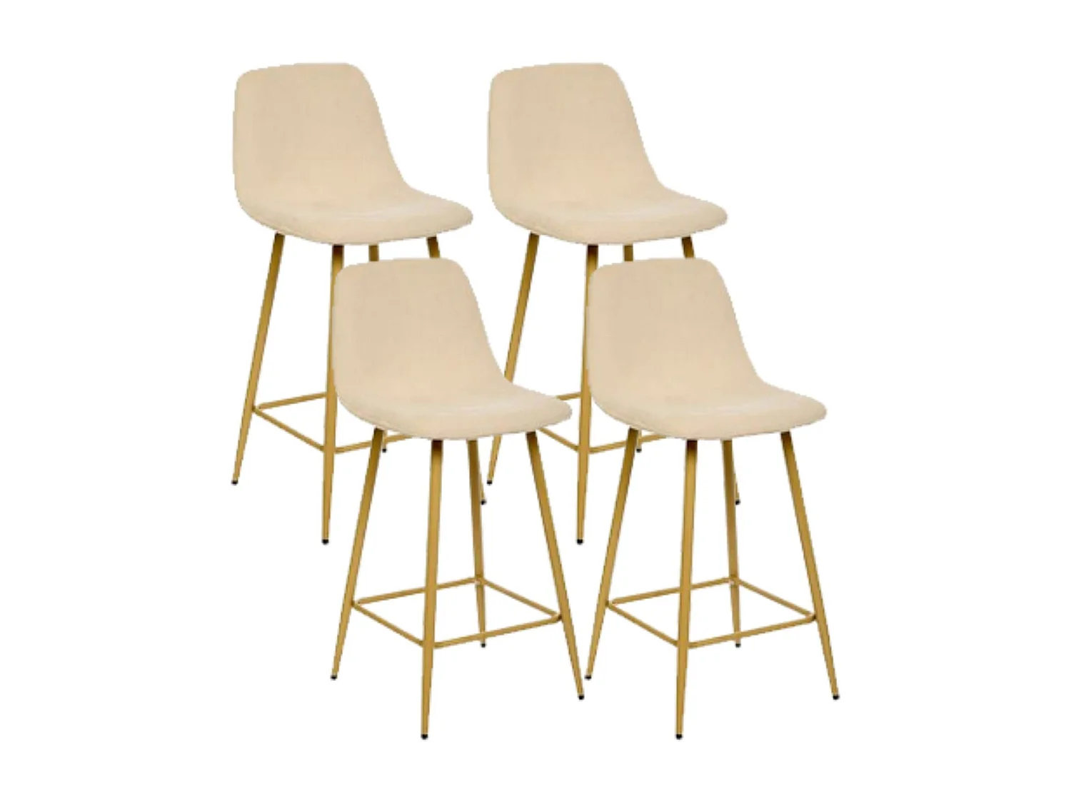 Lot de 4 tabourets de bar en velours côtelé coloris Beige - Longueur 42 x Profondeur 48 x Hauteur 93 cm