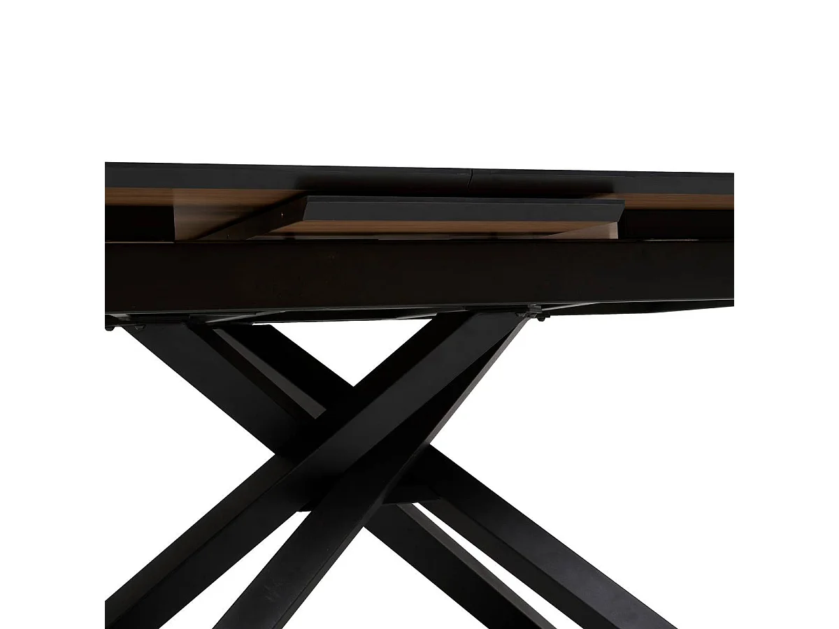 Table à dîner table à manger extensible avec pieds croisés en acier - Longueur 160/200 x Profondeur 90 x Hauteur 76 cm