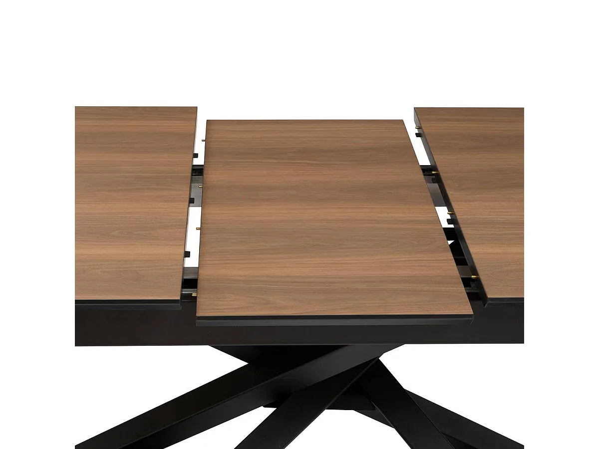 Table à dîner table à manger extensible avec pieds croisés en acier - Longueur 160/200 x Profondeur 90 x Hauteur 76 cm