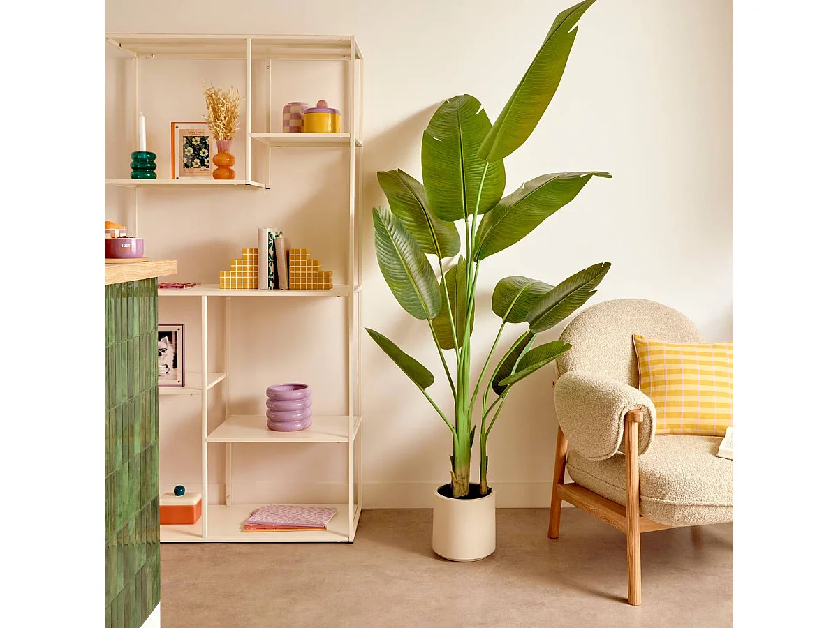 Etagère de 6 niveaux en métal beige - Longueur 90 x largeur 35 x Hauteur 180 cm