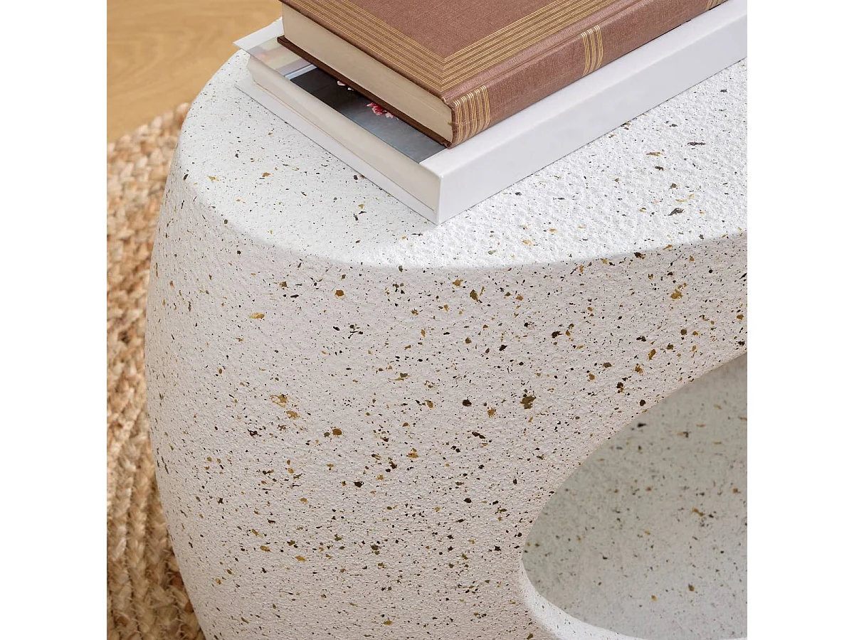 Table basse table d'appoint ovale coloris Blanc - Longueur 80 x largeur 33 x Hauteur 40 cm