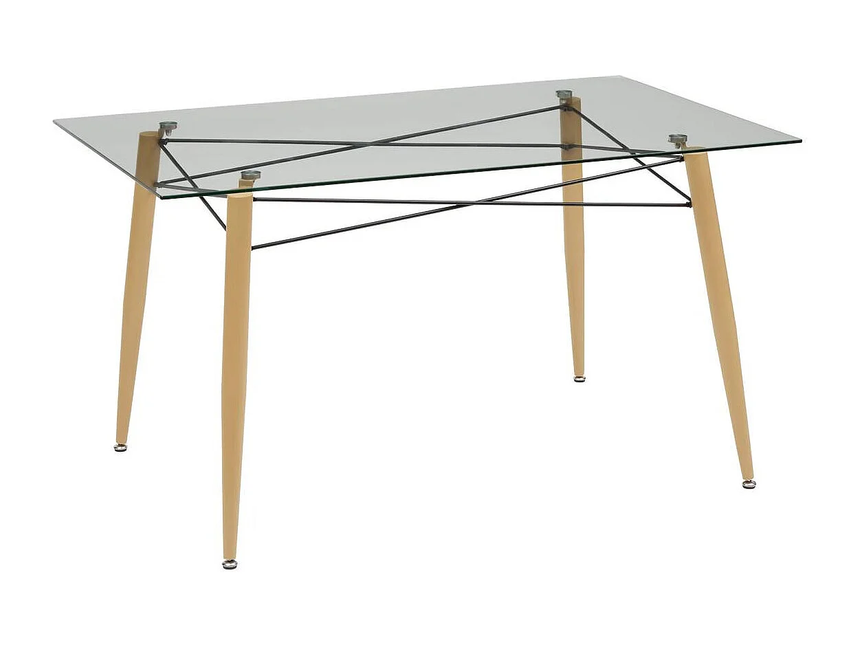 Table à diner table à manger 6 places en verre trempé rectangulaire - Longueur 140 x largeur 80 x Hauteur 77 cm