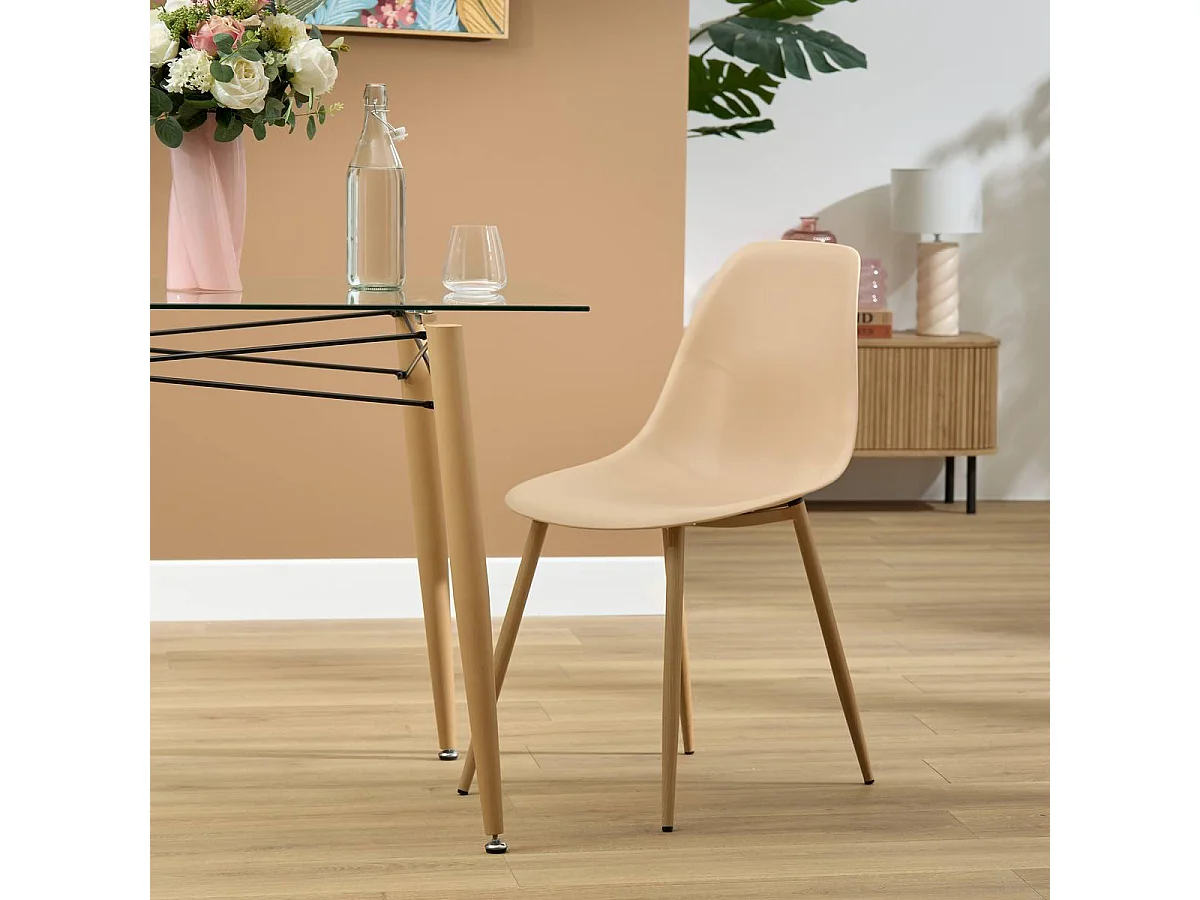 Table à diner table à manger 6 places en verre trempé rectangulaire - Longueur 140 x largeur 80 x Hauteur 77 cm