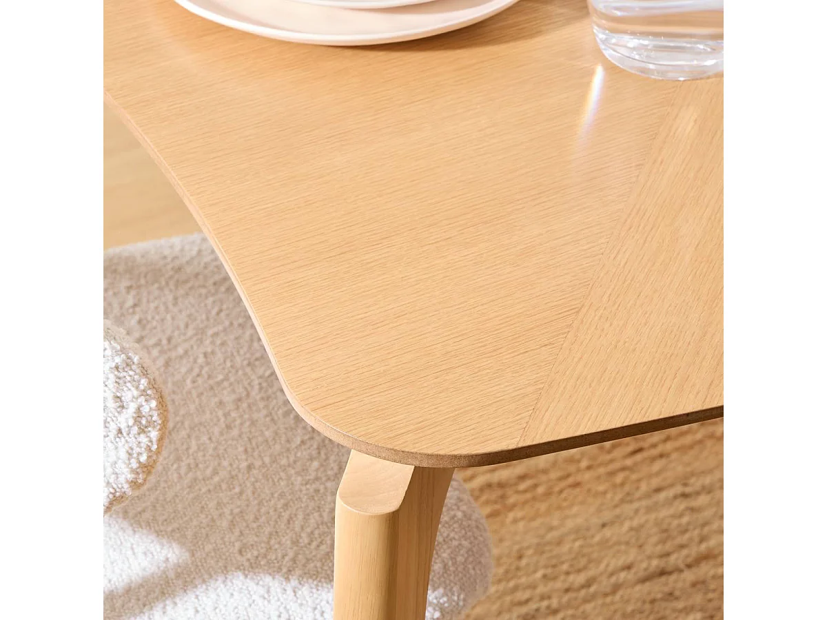 Table à manger Table à diner rectangulaire coloris Chêne de 8 places - Longueur 180 x largeur 90 x Hauteur 75 cm