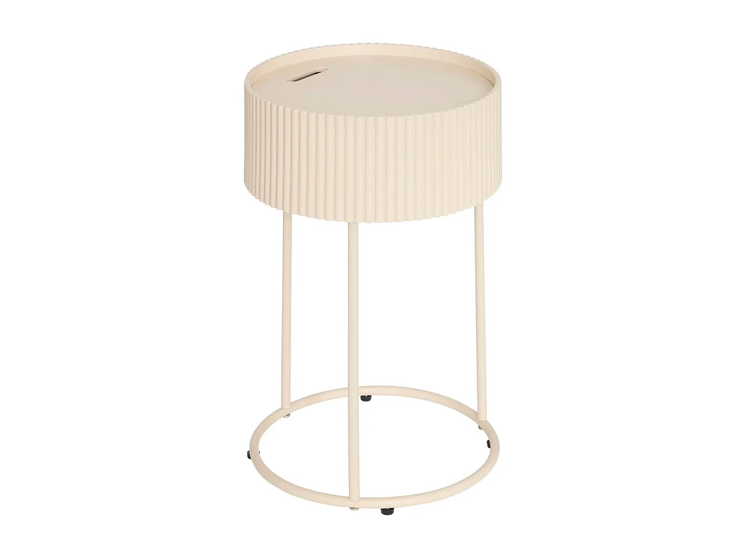 Table d'appoint ronde avec plateau amovible coloris beige- Diamètre 33 x Hauteur 48 cm