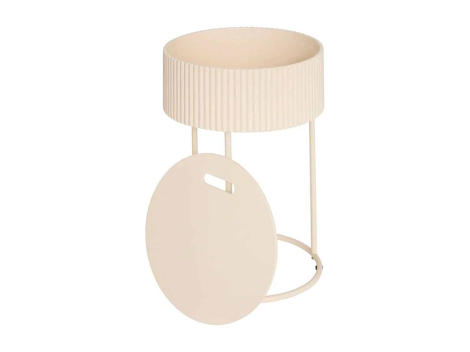 Table d'appoint ronde avec plateau amovible coloris beige- Diamètre 33 x Hauteur 48 cm