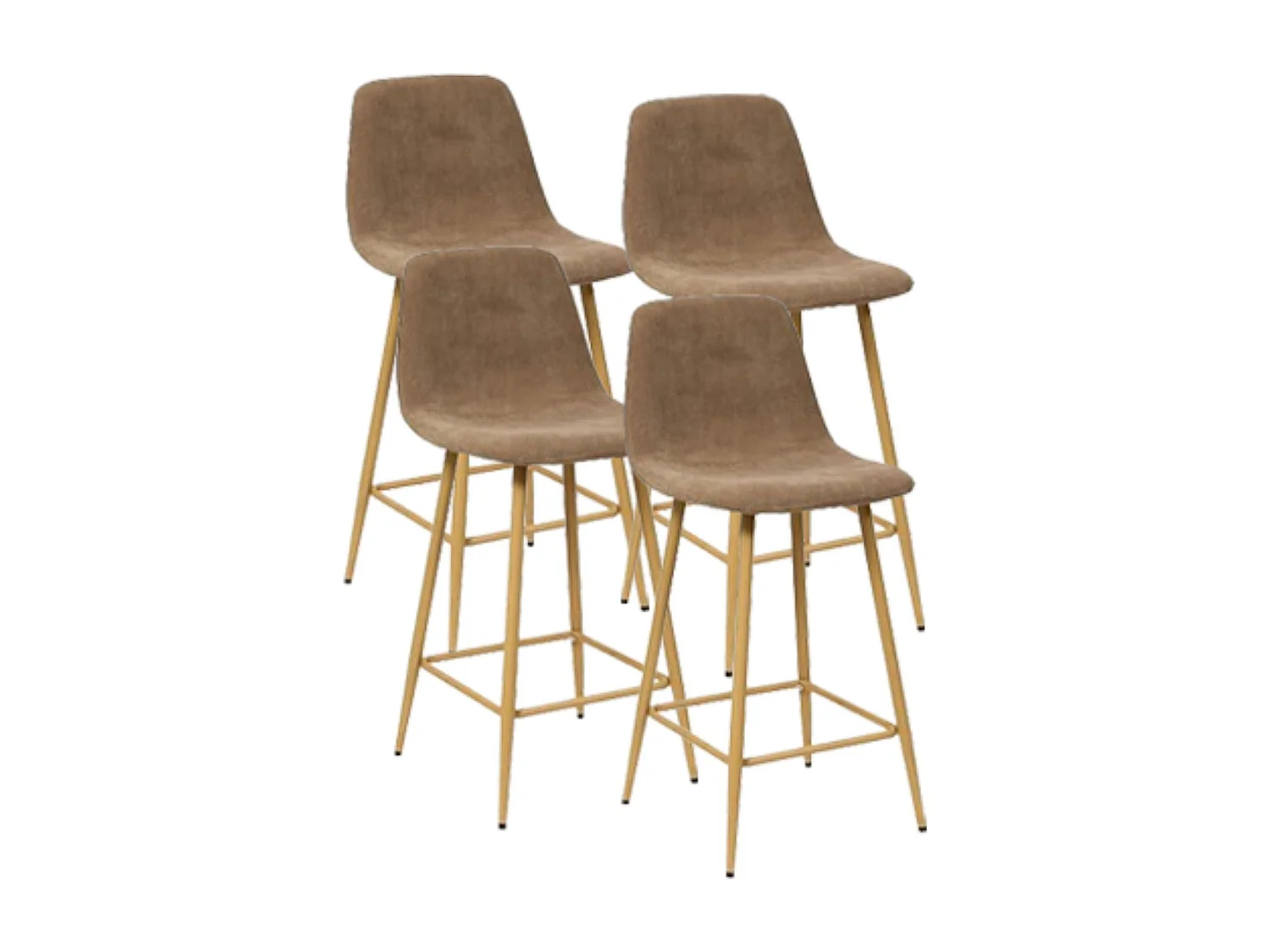 Lot de 4 tabourets de bar en velours côtelé coloris taupe- Longueur 42 x Profondeur 48 x Hauteur 93 cm