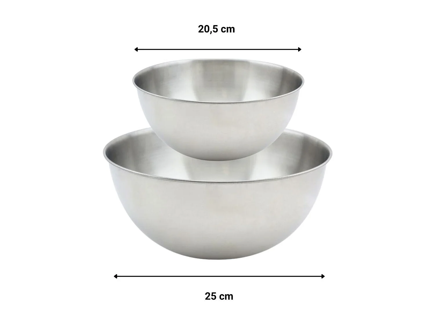 Set de 2 Saladiers en inox de 20,5 cm et 25 cm de diamètre et couverts à salade en plastique Fackelmann