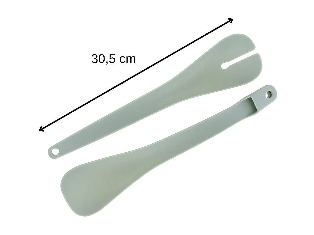 Set de 2 Saladiers en inox de 20,5 cm et 25 cm de diamètre et couverts à salade en plastique Fackelmann