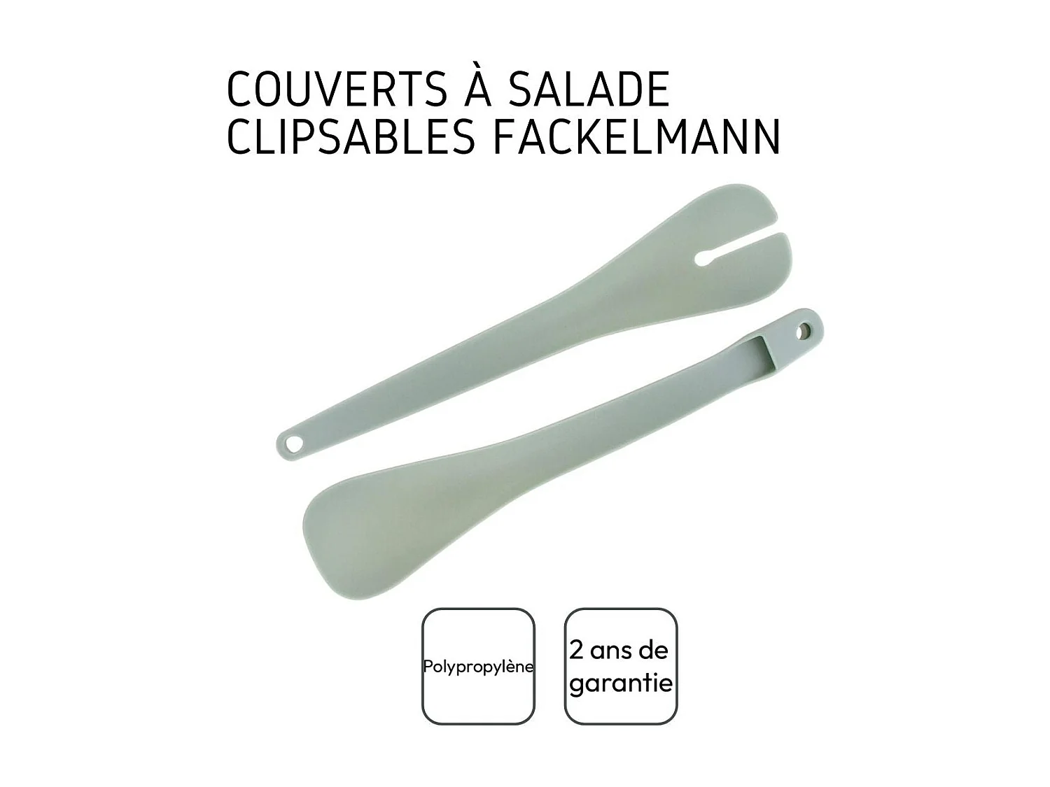 Set de 2 Saladiers en inox de 20,5 cm et 25 cm de diamètre et couverts à salade en plastique Fackelmann