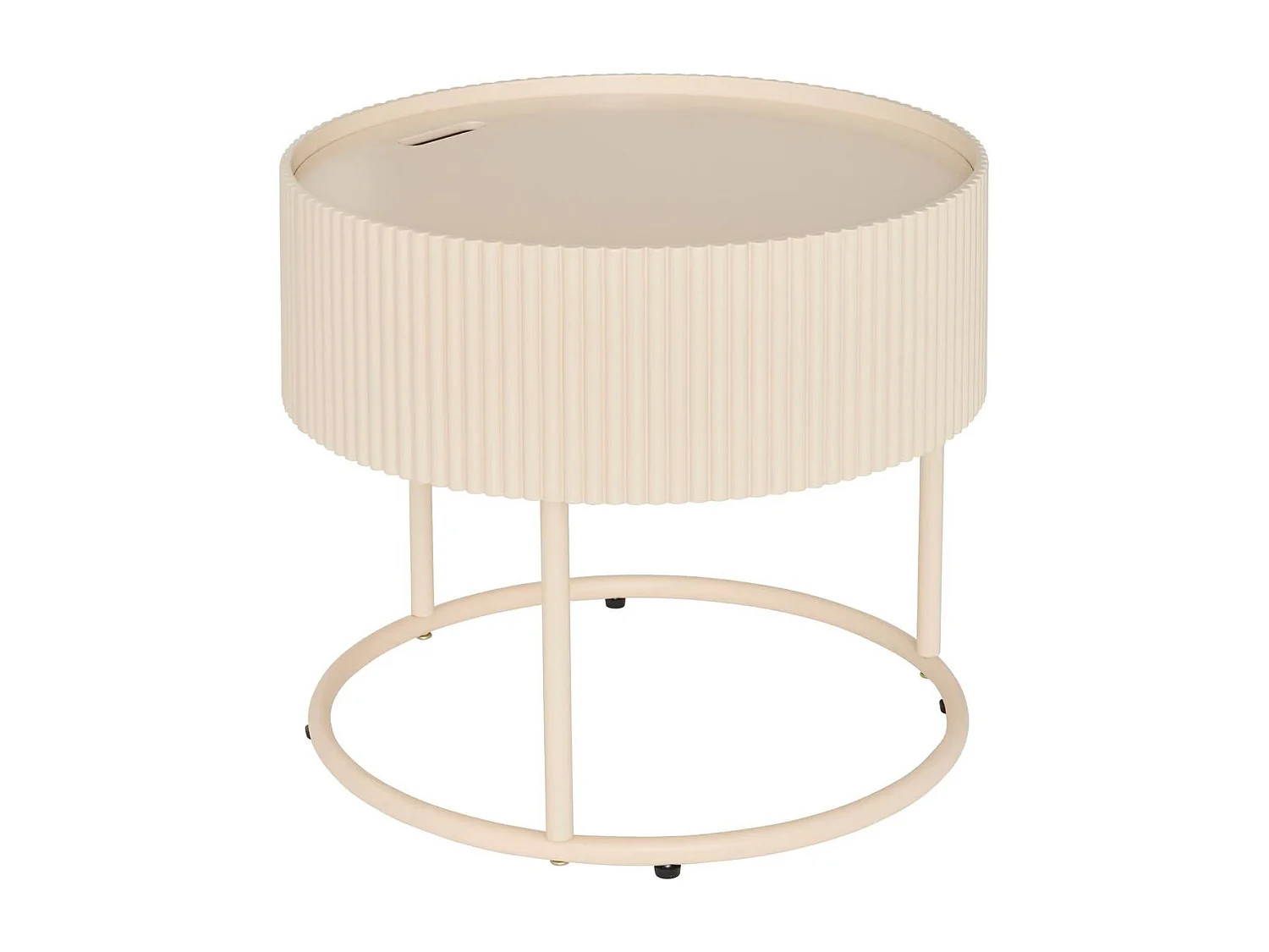 Table d'appoint table à café basse coloris ivoire - Diamètre 45 x Hauteur 40,5 cm