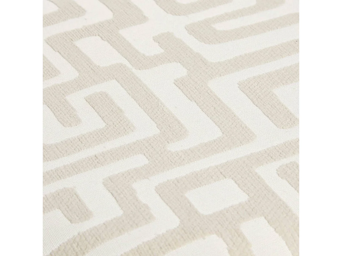 Pouf en tissu avec motifs géométriques coloris Beige - Diamètre 36 x Profondeur 36 x Hauteur 40 cm