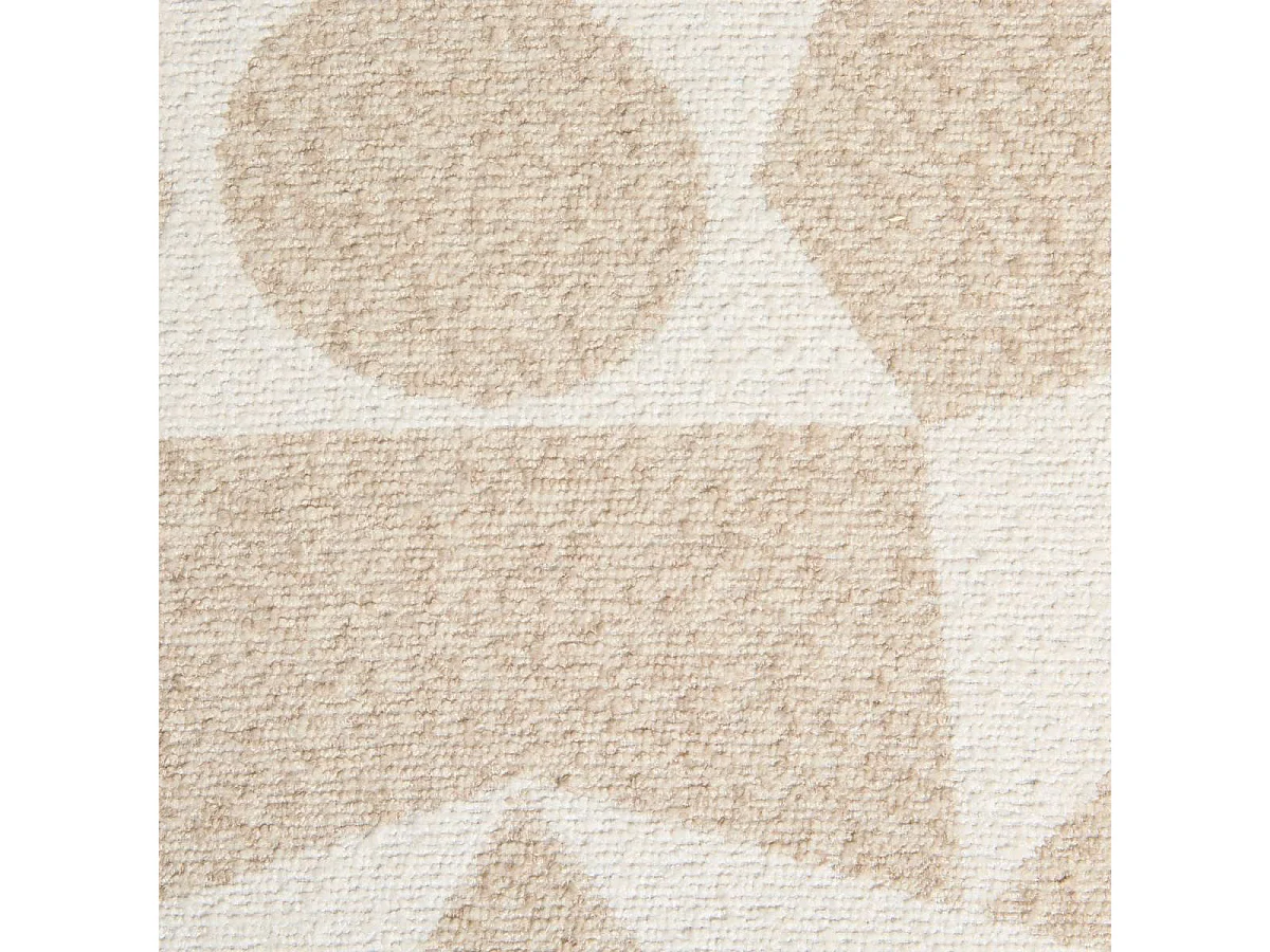Pouf en tissu avec des motifs géométriques coloris Beige - Diamètre 36 x Profondeur 36 x Hauteur 40 cm