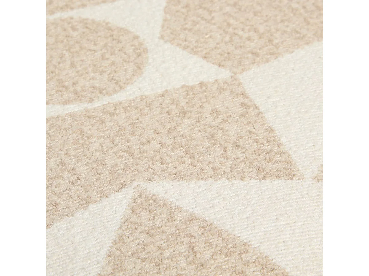 Pouf en tissu avec des motifs géométriques coloris Beige - Diamètre 36 x Profondeur 36 x Hauteur 40 cm