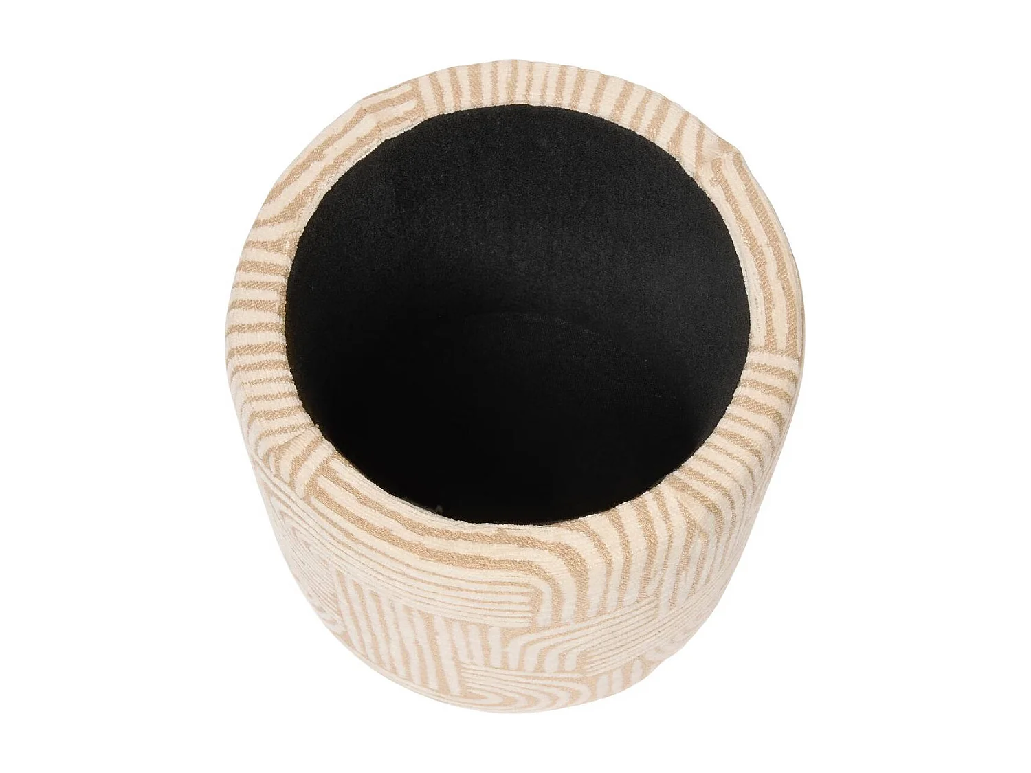 Pouf coffre en tissu avec motifs coloris beige - Diamètre 31 x Profondeur 31 x Hauteur 34 cm