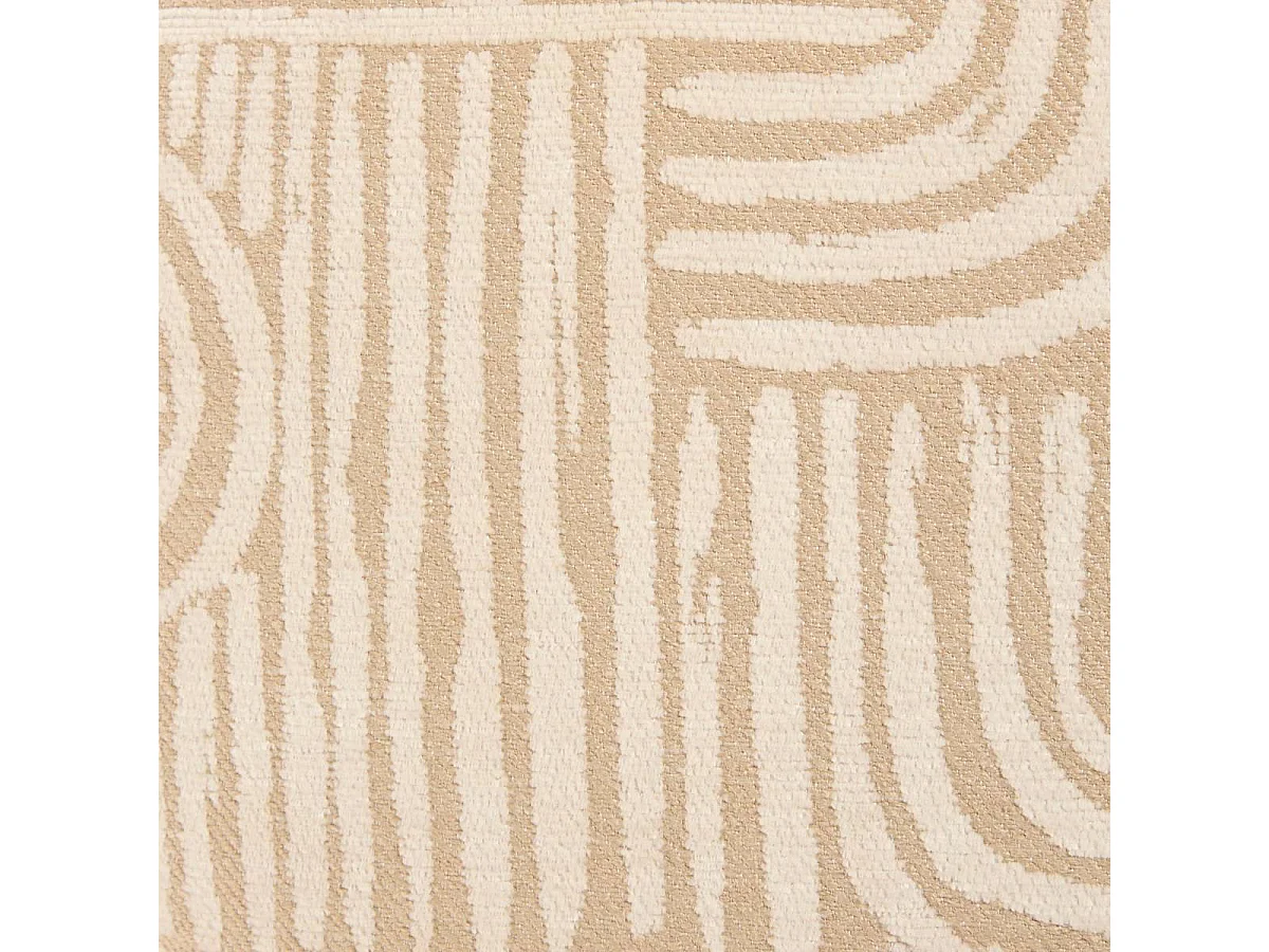 Pouf coffre en tissu avec motifs coloris beige - Diamètre 31 x Profondeur 31 x Hauteur 34 cm