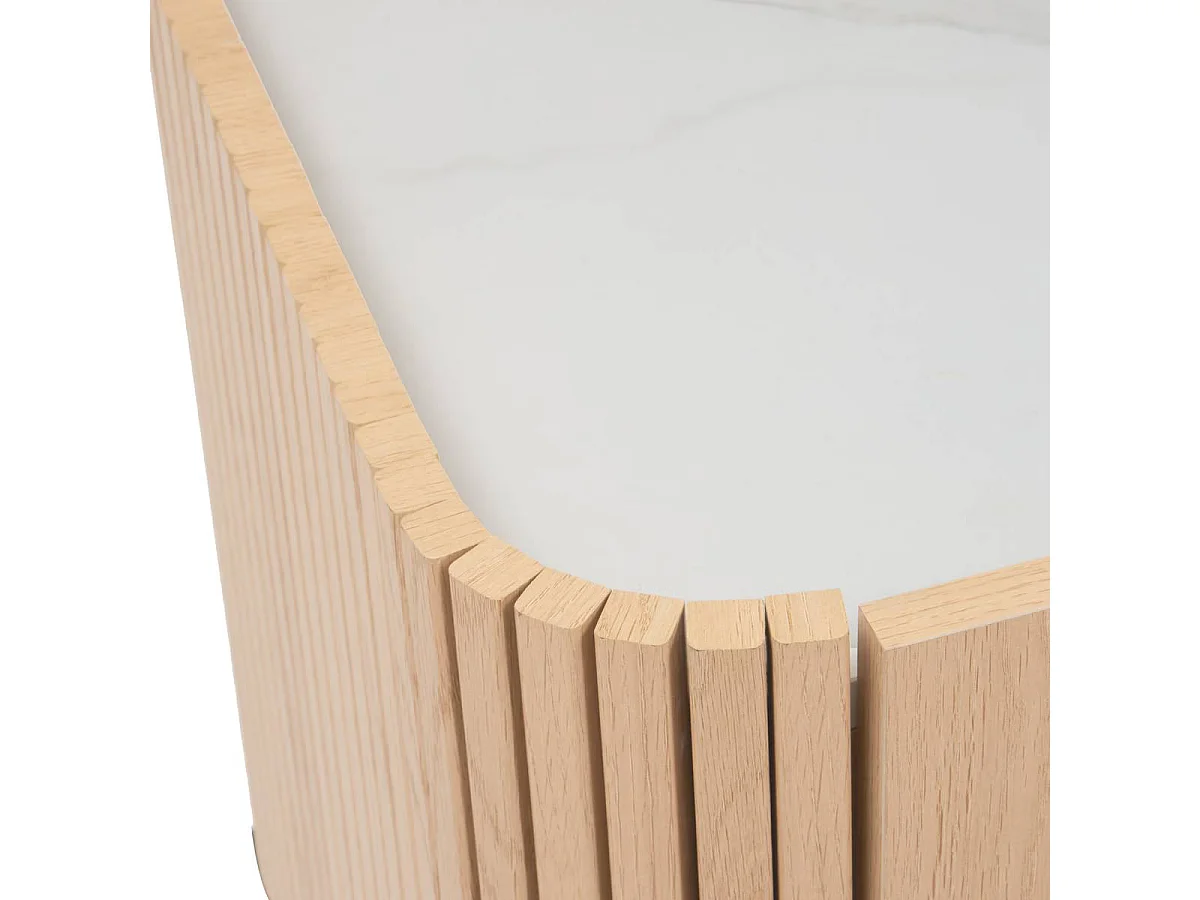 Meuble TV de  2 portes 2 étagères coloris effet bois naturel - Longueur 160 x Profondeur 40,2 x Hauteur 50,2 cm