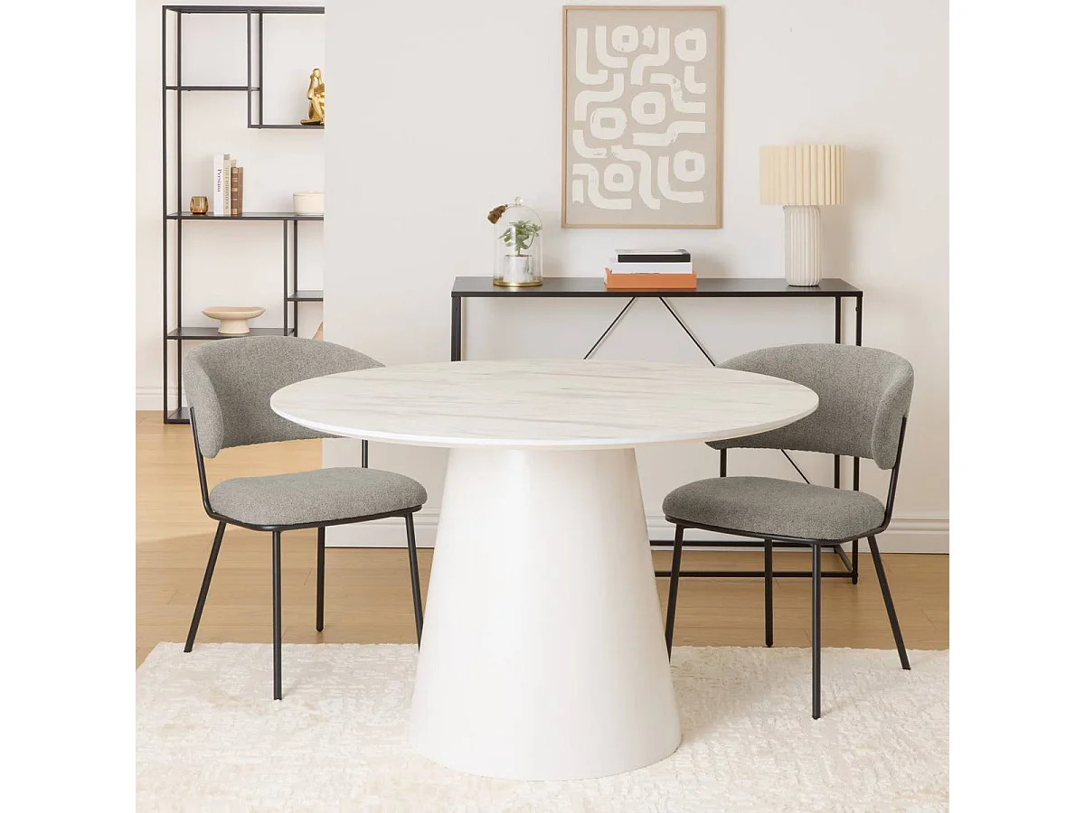 Table à manger Table à diner ronde coloris Blanc - Diamètre 120 x Hauteur 75 cm