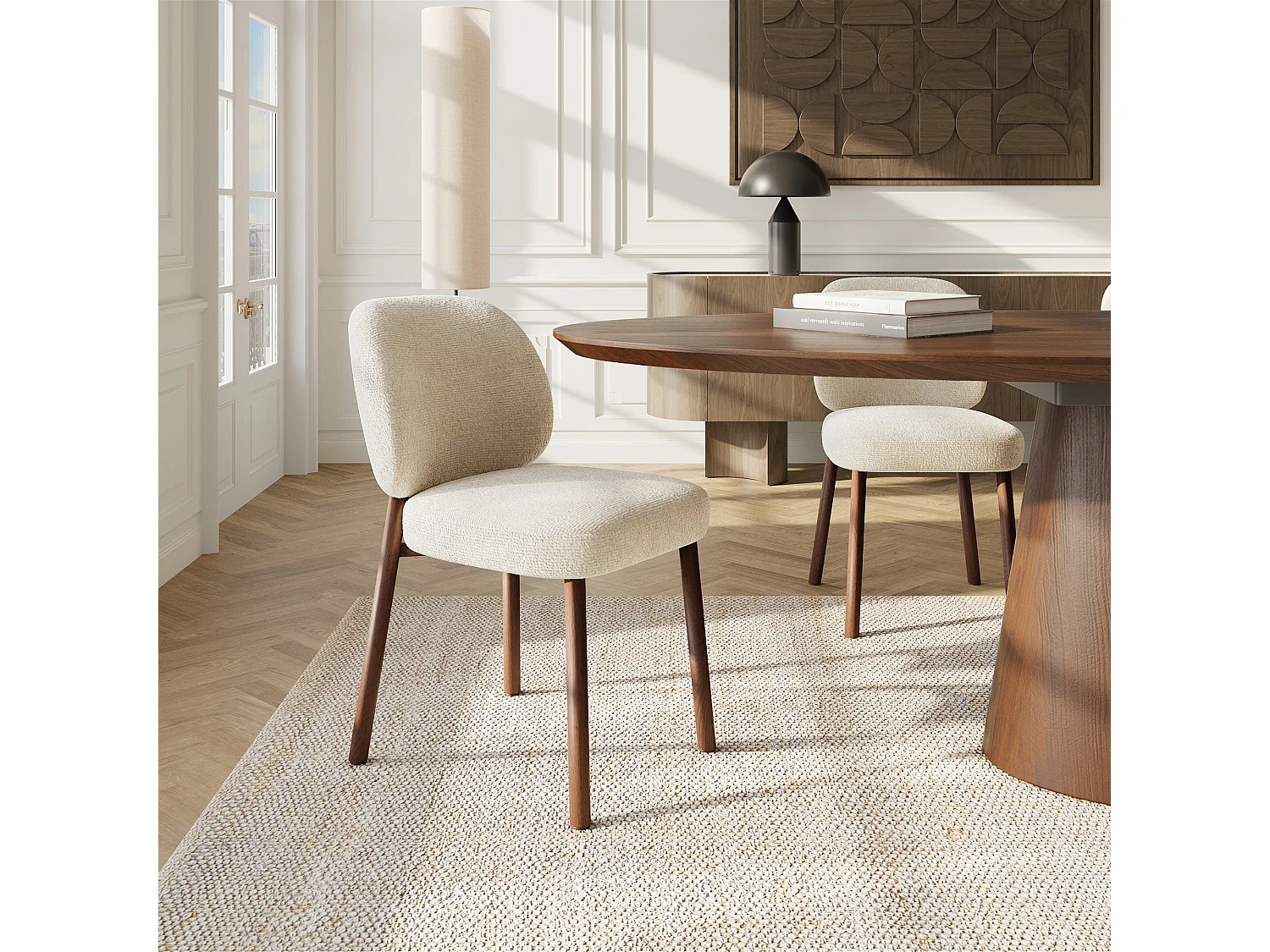 Lot de 2 chaises MOKA en velours texturé beige 47x57cm