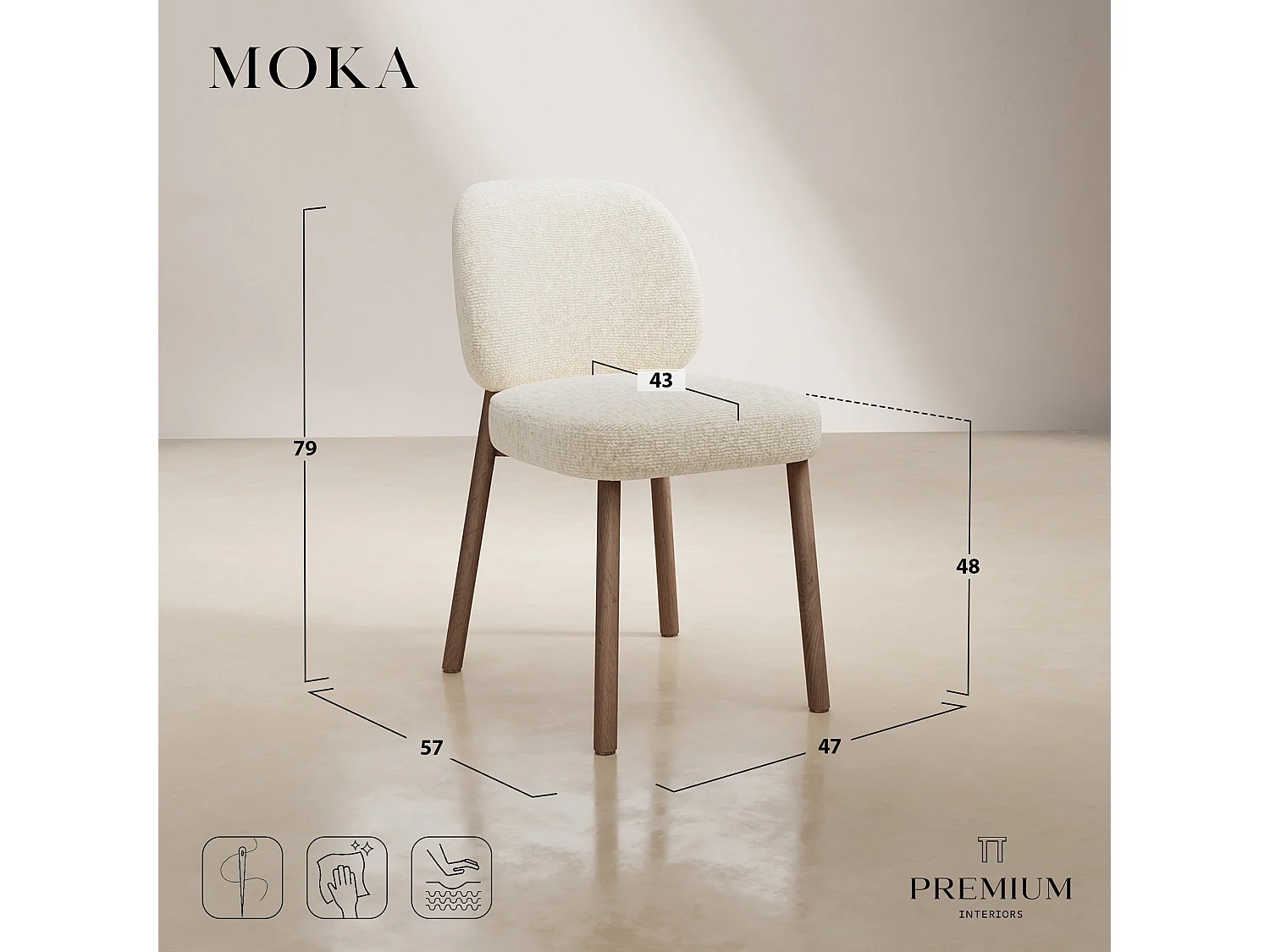 Lot de 2 chaises MOKA en velours texturé beige taupe 47x57cm
