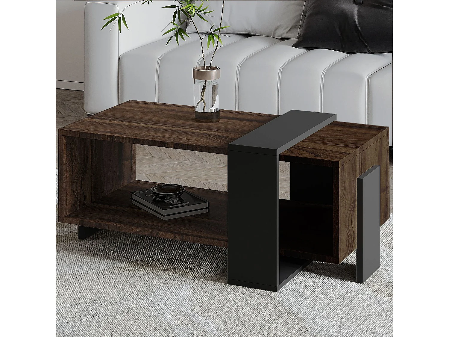 "Meleni" Holztisch - Braun - Elegantes Design - 90 x 49 x 40 cm