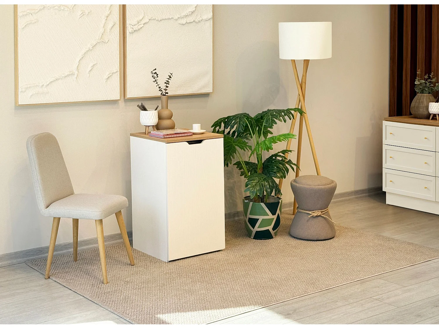 Bureau en bois "Modulo" - 97 x 47 x 75 cm - Beige