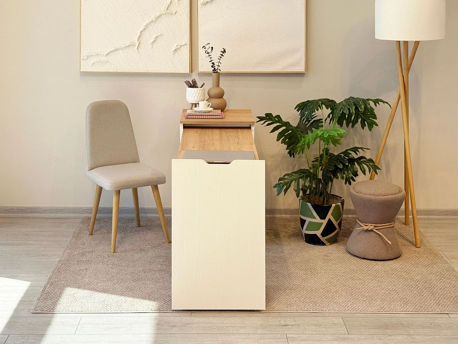 Bureau en bois "Modulo" - 97 x 47 x 75 cm - Beige