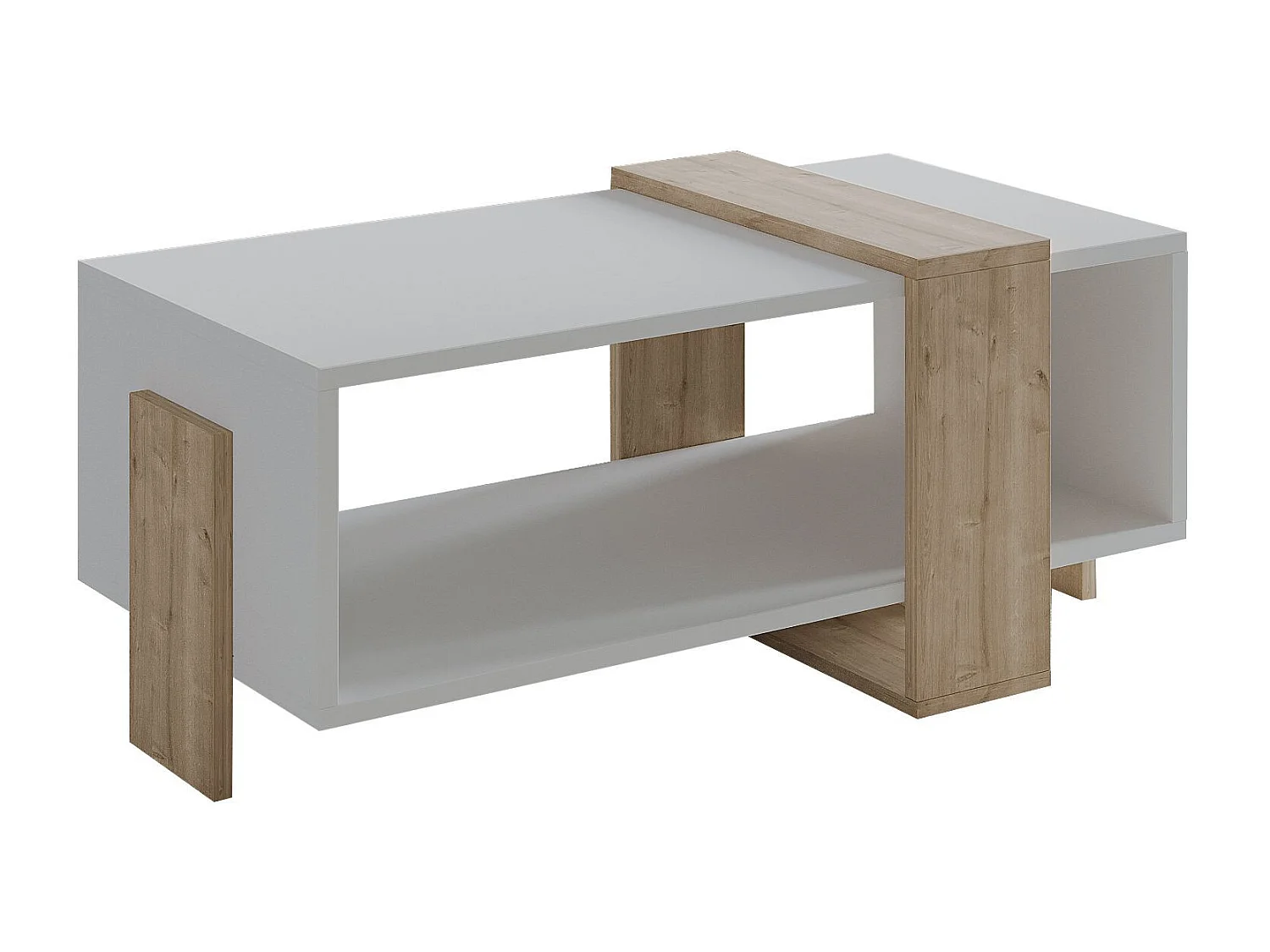 "Meleni" Holz Couchtisch - Elegant Weiß - 90 x 49 x 40 cm - Hochwertige Melaminpaneele