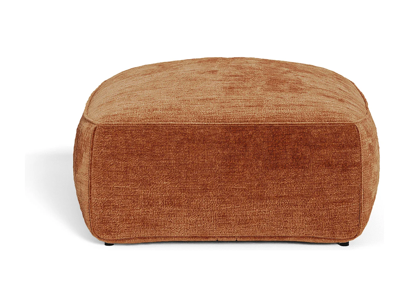 Pouf LOMI en velours gaufré terracotta 75x75cm