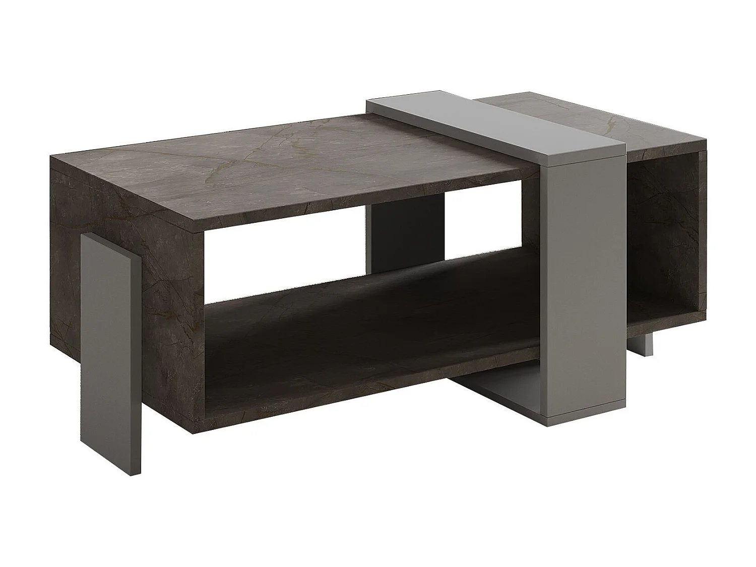 Table basse en bois "Meleni" - 90 x 49 x 40 cm - Gris