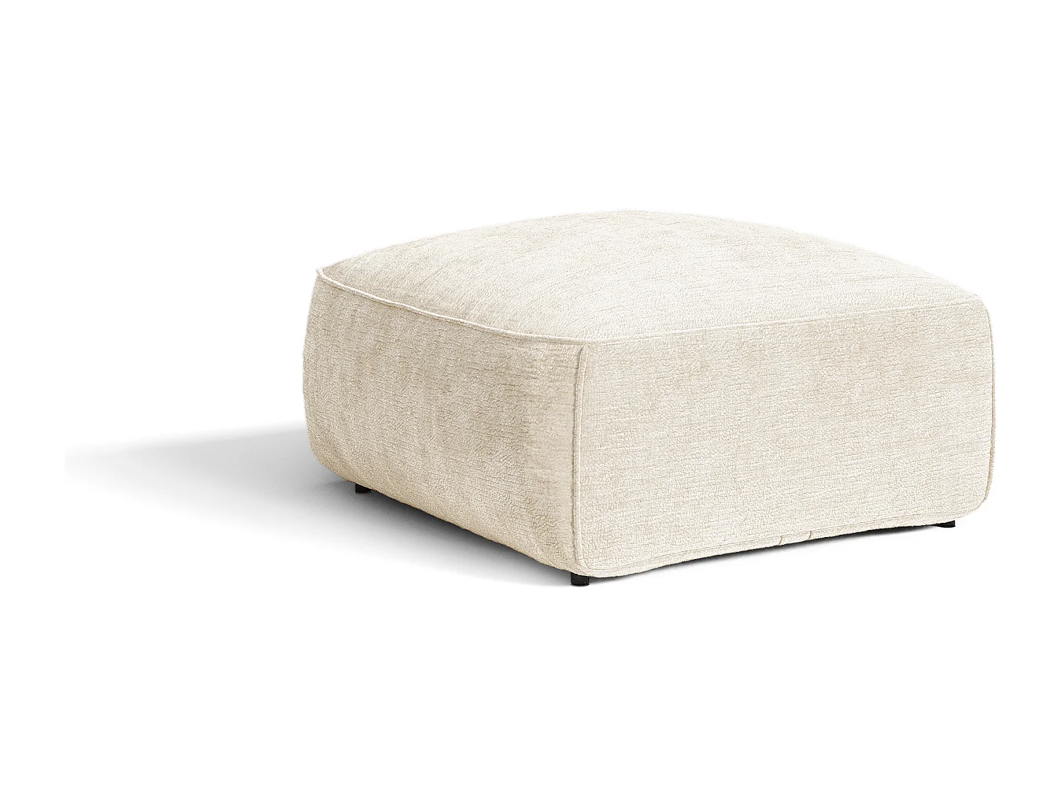 Pouf LOMI en velours gaufré crème 75x75cm