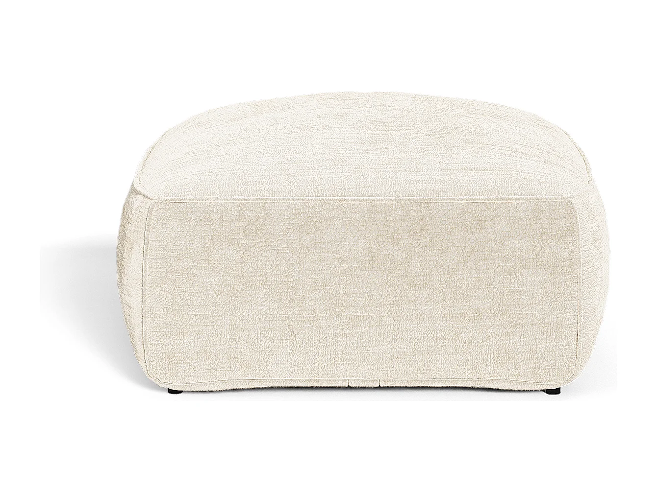 Pouf LOMI en velours gaufré crème 75x75cm
