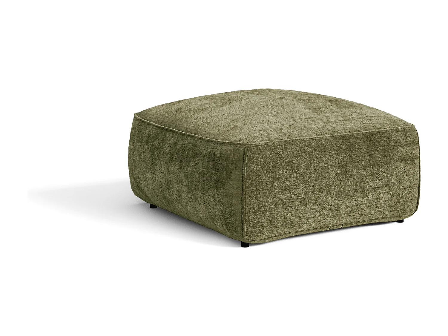 Pouf LOMI en velours gaufré vert vintage 75x75cm