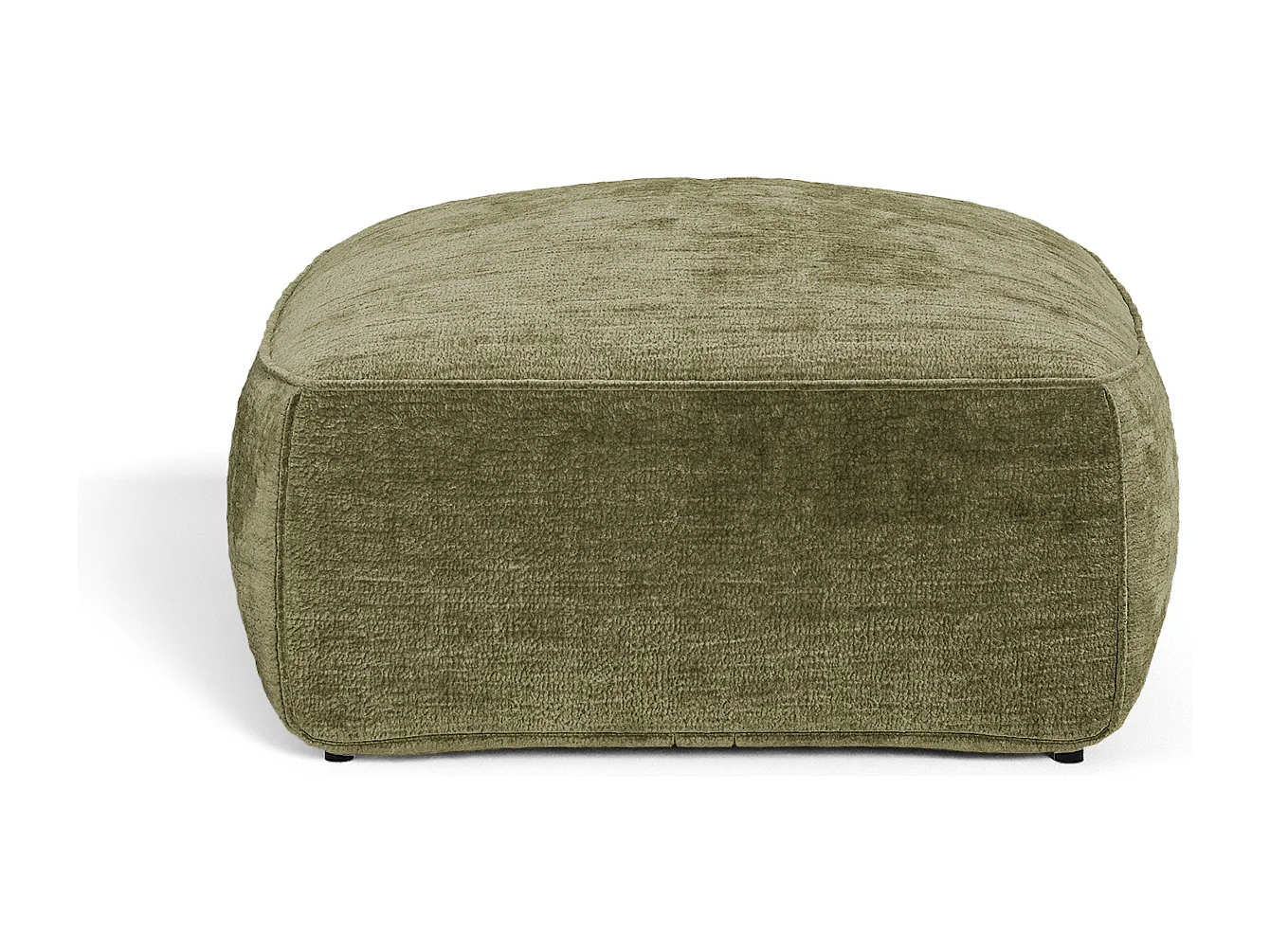 Pouf LOMI en velours gaufré vert vintage 75x75cm